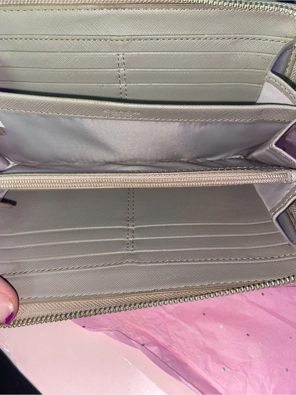 Coach Pebbled Signature Heart Wristlet in Beige